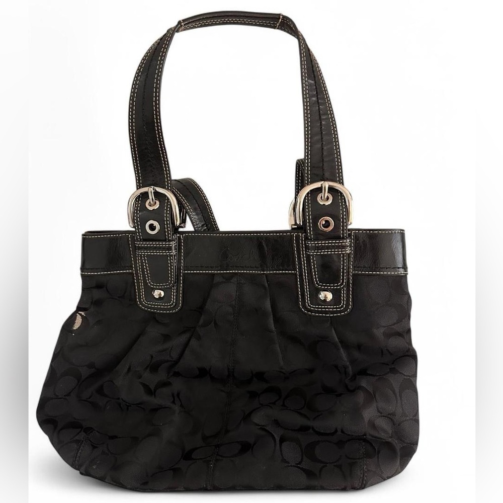 Vintage Coach Y2K black monogrammed shoulder bag